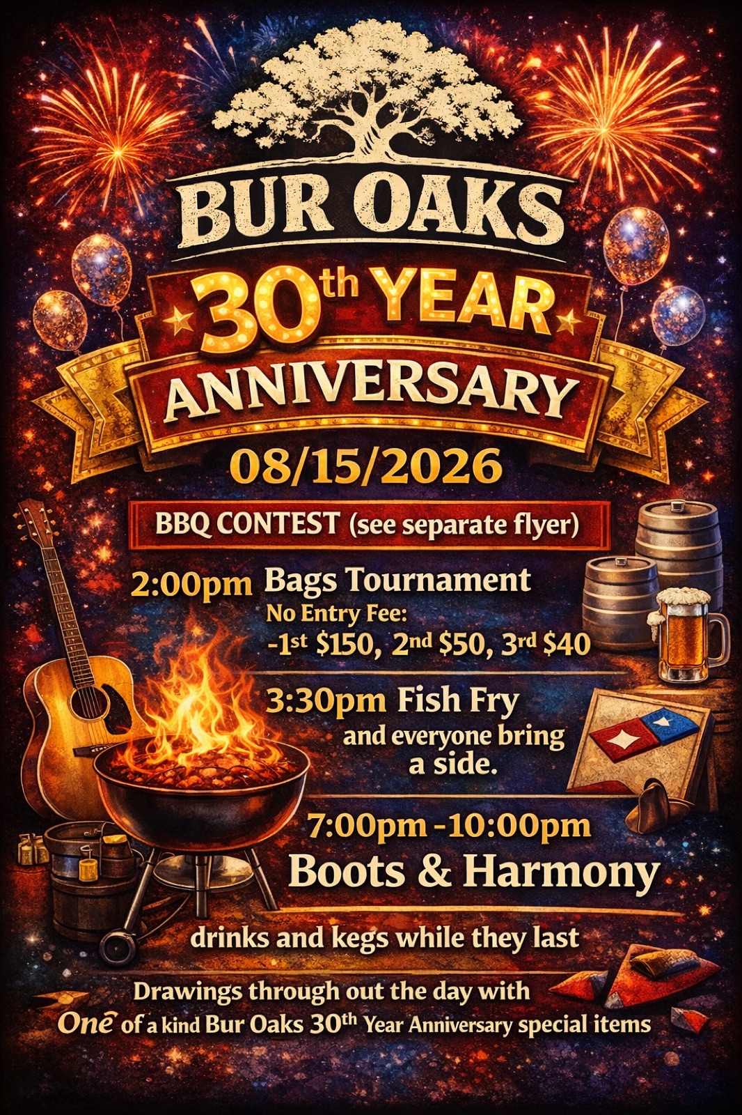 Bur Oaks 30th Year Anniversary flyer